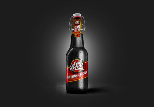 Oatmeal Stout Beer Bottle Mockup