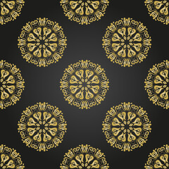 Classic seamless pattern. Damask orient ornament. Classic vintage black and golden background. Orient ornament for fabric, wallpaper and packaging