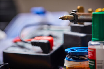 electronic board and tools repairs on black background