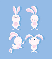 cute bunnies cartoon animals sweet vector