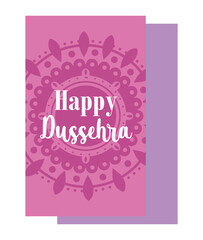 happy dussehra festival of india, pink mandala background lettering religious culture