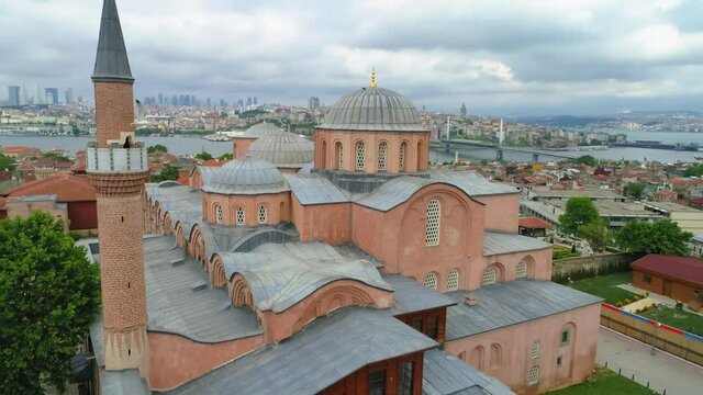 Kariye Museum aerial footage daytime, close up, jk01