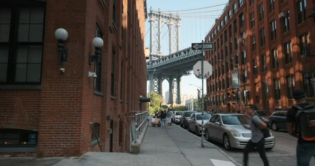 Manhattan Bridge street view in Brooklyn New York