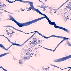 Pink Blooming Branches. Seamless Flower 