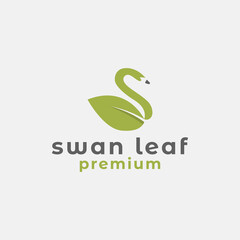 Swan leaf logo template premium