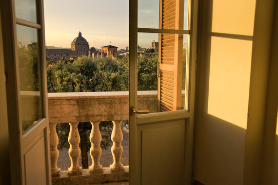 Rome skyline through a window