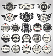Retro vintage sale badges and labels collection 