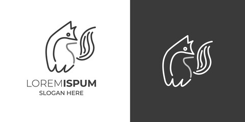 The fox creative line art modern shape logo design with black and white vector .silhouette logo template vector illustration vintage minimal retro icon mono 