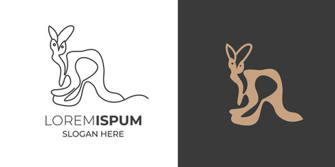 Kangaroo silhouette for logo design in color and black-and-white. Vector illustration.kangaroo vintage logo ,retro logo ,minimal design black vector ,line art business logo with baby kangaroo 8