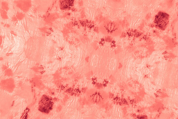 Fototapeta premium Living Coral Shibori Batik Print. Abstract 