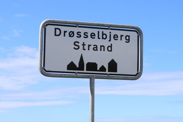 Drøsselbjerg Strand city border traffic in sign Denmark.