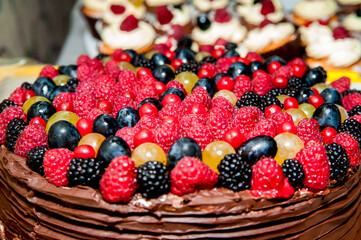 Delicious berry and chocolate cake