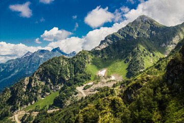 summer landscapes of the Caucasus mountains in Rosa Khutor, Sochi