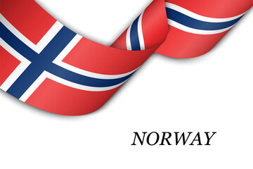 Waving ribbon or banner with flag of Norway