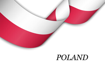 Waving ribbon or banner with flag of Poland