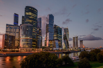 Fototapeta na wymiar Moscow International Business Center at sunset. Architecture and landmark of Russia.