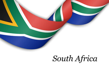 Waving ribbon or banner with flag of South Africa.