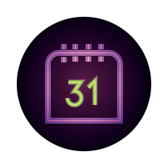 happy halloween, calendar trick or treat party celebration neon icon style