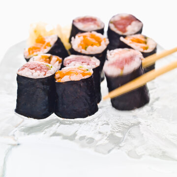 Assorted Sushi On Ice