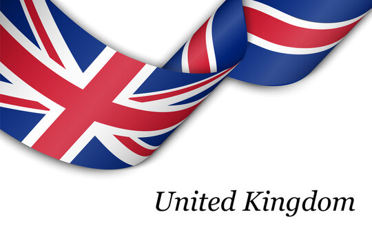 Waving ribbon or banner with flag of United Kingdom