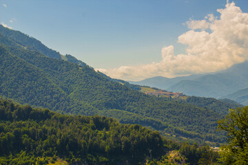 summer landscapes of the Caucasus mountains in Rosa Khutor, Sochi