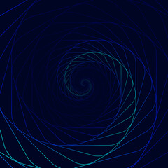Obraz premium Swirling lighting symbol. Optical illusion. Twisted blue wormhole. 3D wireframe abstract tunnel. Vector illustration.