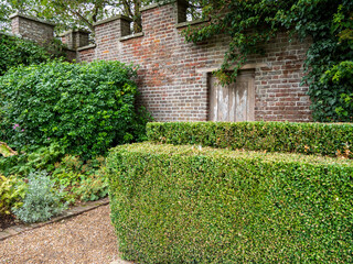 Fototapeta premium stone wall and garden