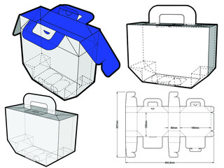 Cake Box with handle and Die-cut Pattern. The .eps file is full scale and fully functional. Prepared for real cardboard production.