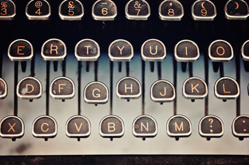 vintage typewriter keyboard close-up
