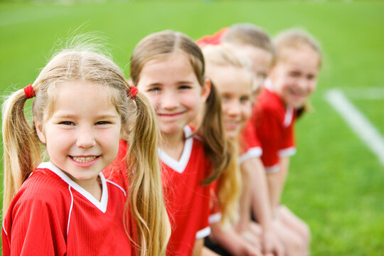 Soccer: Cute Girls Soccer Team Before Game