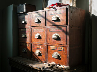 vintage, hipster, retro interior with a chest of drawers
