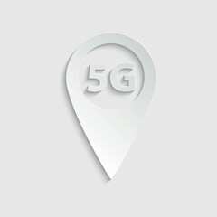 paper 5G internet map pointer icon vector