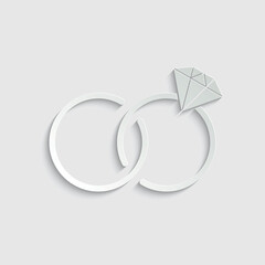 paper diamond ring icon vector. brilliant ring icon