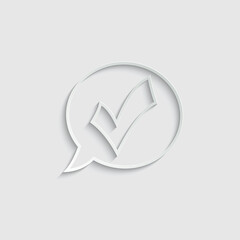paper Checkmark icon. Check symbol with chat icon