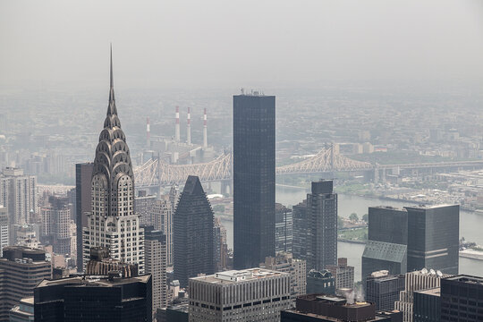 Manhattan Skyline in an Overcast Day