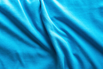 Top view of blue cotton fabric  cloth 