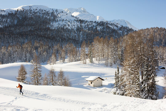 Beautiful winter landscape in the Swiss Alps
