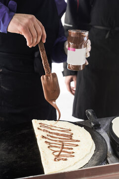 nutella crepe at an outdoors food stall