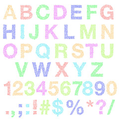 decorative vector alphabet set with pastel color isolated on white background