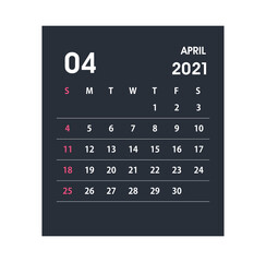 April 2021 Calendar Leaf