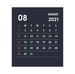 August 2021 Calendar Leaf