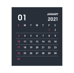 January 2021 Calendar Leaf