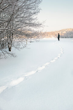 Man Leaving Tracks in Snow