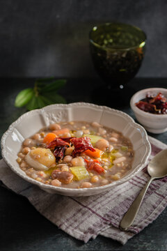 Soup of legumes named Crapiata
