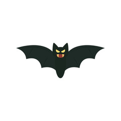 happy halloween, scary black bat trick or treat celebration flat icon style