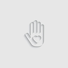 paper Hand with heart  icon vector logo