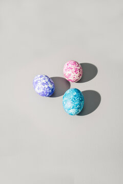 Three Hand-Painted Abstract Speckled Easter Eggs