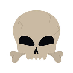 happy halloween, spooky skull and bone trick or treat celebration flat icon style