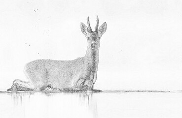 Roe deer (Capreolus capreolus) sketch