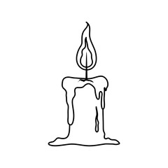burning candle flame hot celebration line icon style